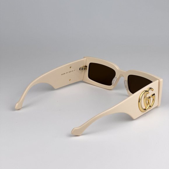 Gucci GG1425S 004 BRAND NEW Sunglasses Ivory Brown Rectangle Unisex  GG 1425S main image 4